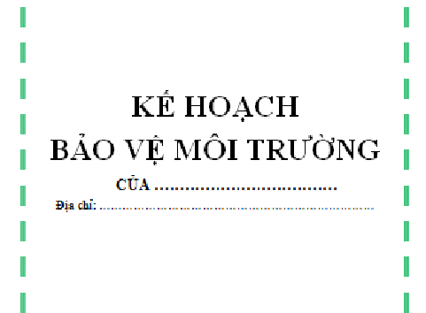 đối tượng không phải lập kế hoạch bảo vệ môi trường